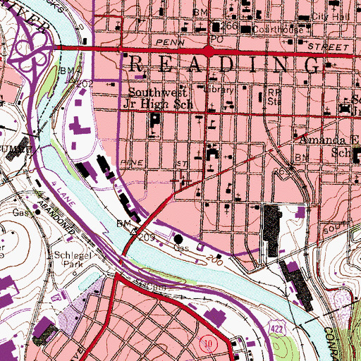 Topographic Map of Spanish Pentecostal Church, PA