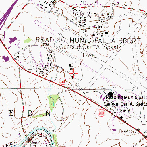 Topographic Map of State Police Hangar, PA