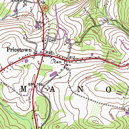 Topographic Map of Ruscombmanor Township Building, PA