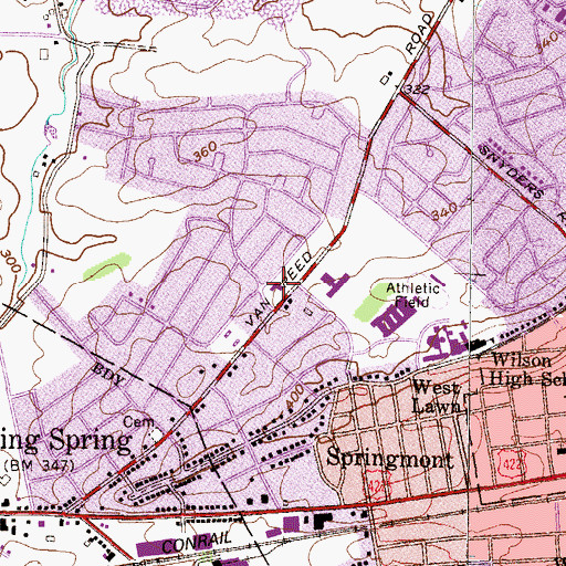 Topographic Map of Saint Albans Episcopal Church, PA