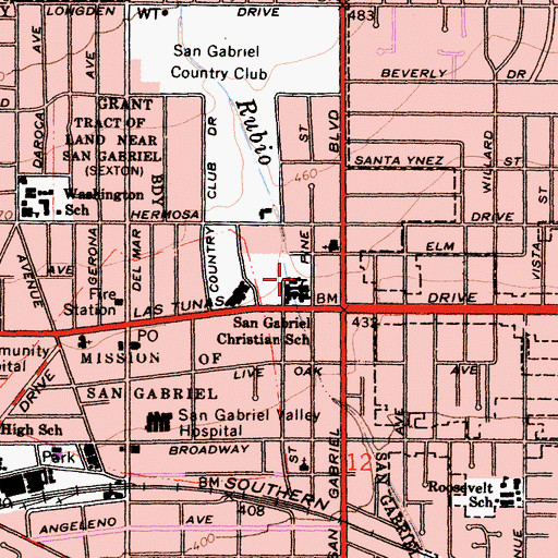Topographic Map of San Gabriel Christian School, CA