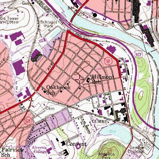 Topographic Map of Saint Anthony of Padua Roman Catholic Church, PA