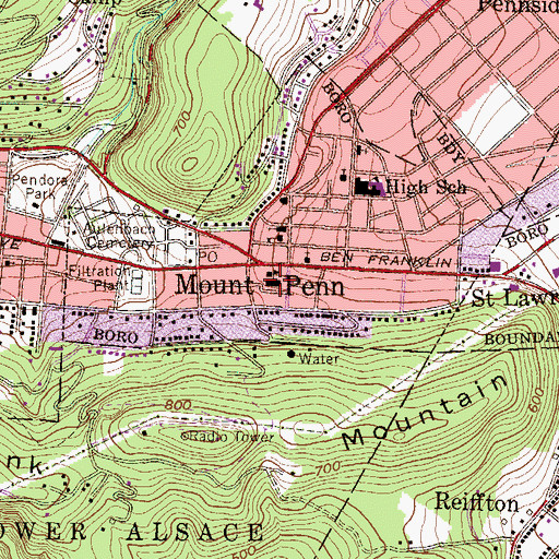 Topographic Map of Saint Catherine of Siena School, PA