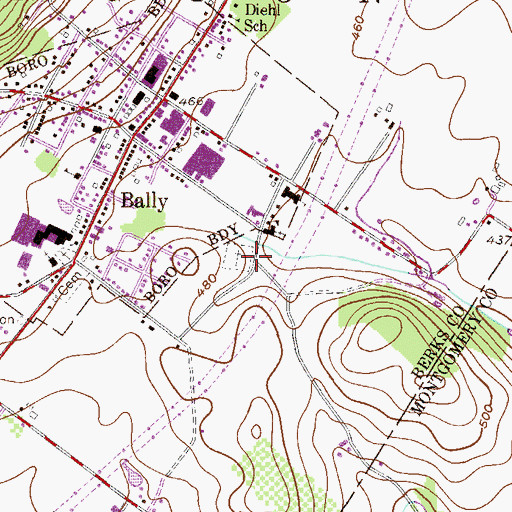 Topographic Map of Saint Francis Catholic / Most Blessed Sacrament Church Cemetery, PA