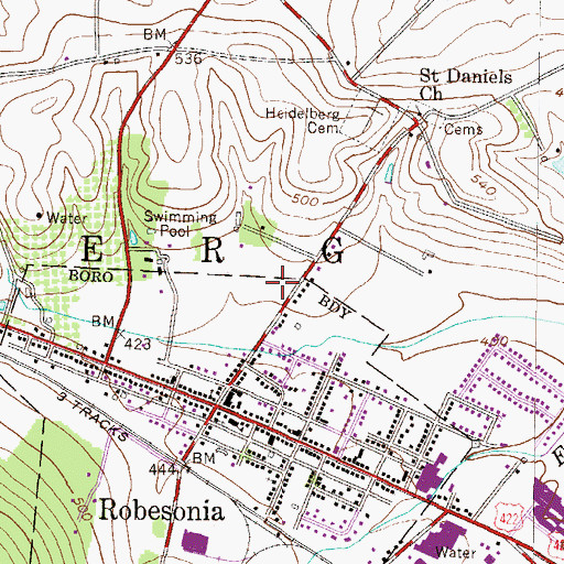 Topographic Map of Saint Francis de Sales Roman Catholic Church, PA