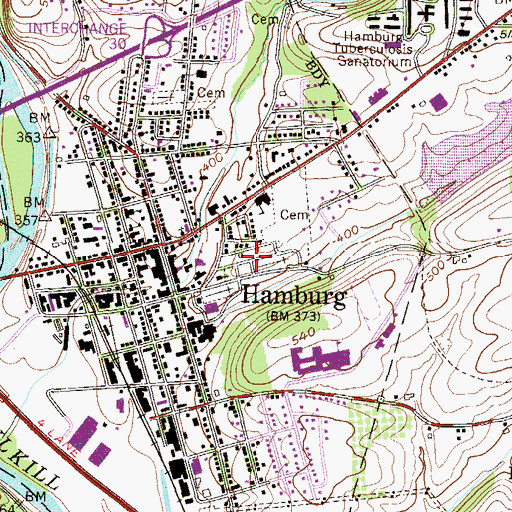 Topographic Map of Saint John's Cemetery, PA