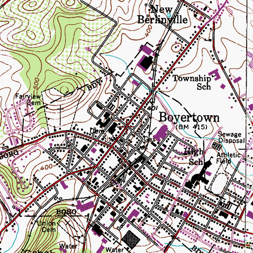 Topographic Map of Saint Johns Evangelical Lutheran Church, PA