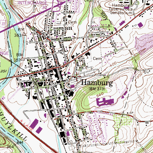 Topographic Map of Saint Johns Evangelical Lutheran Church, PA