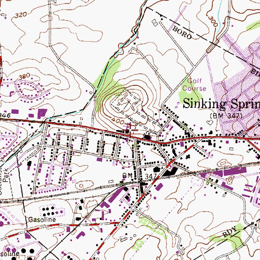Topographic Map of Saint Johns Lutheran Church, PA