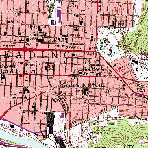 Topographic Map of Saint Johns Reformed Church, PA