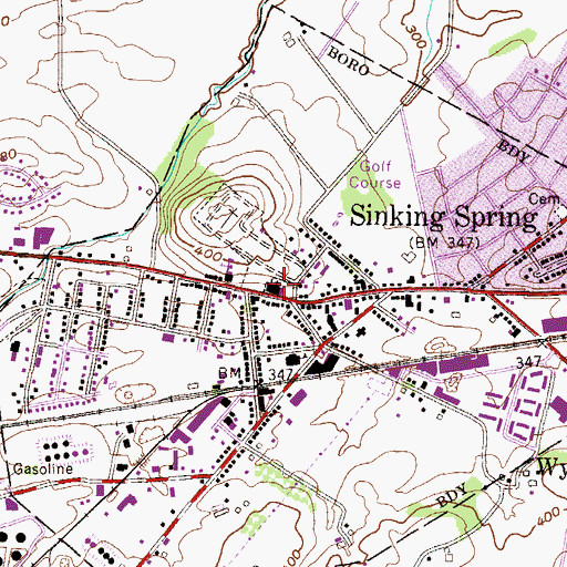 Topographic Map of Saint Johns Reformed Church, PA