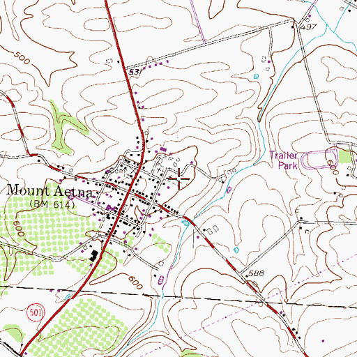 Topographic Map of Saint Johns United Church of Christ Cemetery, PA