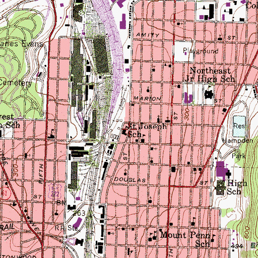 Topographic Map of Saint Joseph's Roman Catholic Church, PA