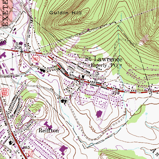 Topographic Map of Saint Lawrence Borough Hall, PA