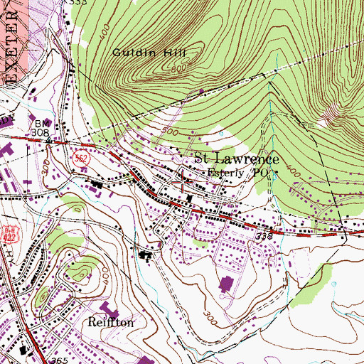 Topographic Map of Saint Lawrence Playground, PA
