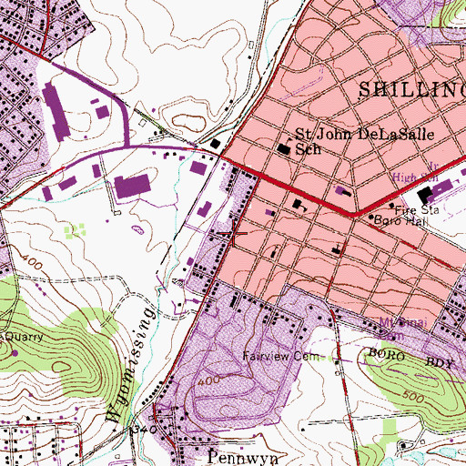 Topographic Map of Saint Luke's Evangelical Congregational Church, PA