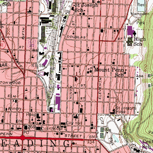 Topographic Map of Saint Lukes Evangelical Lutheran Church, PA