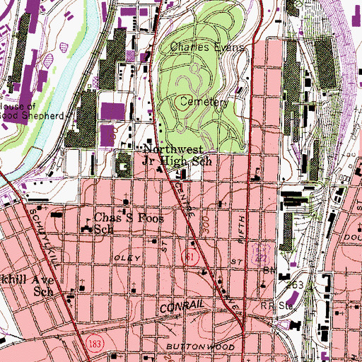 Topographic Map of Saint Margarets Catholic Church, PA