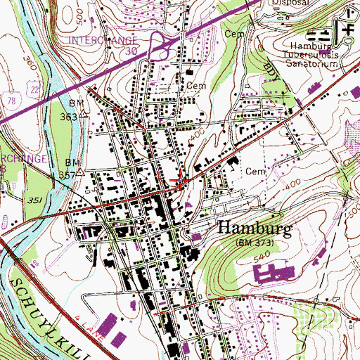 Topographic Map of Saint Mary Roman Catholic Church, PA