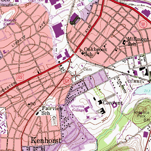 Topographic Map of Saint Mary's Cemetery, PA