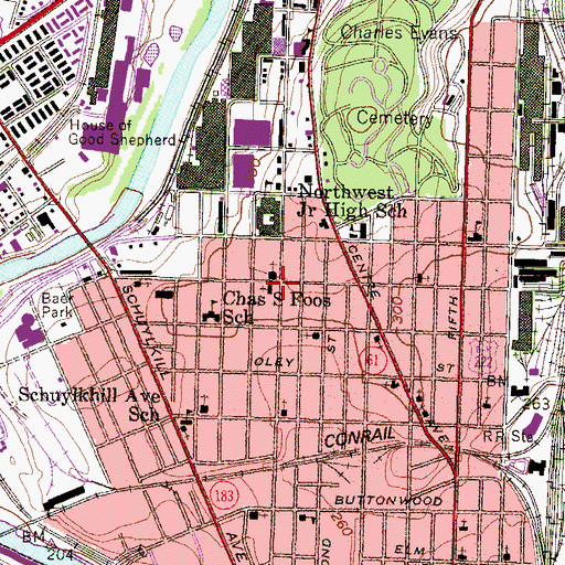Topographic Map of Saint Marys Episcopal Church, PA