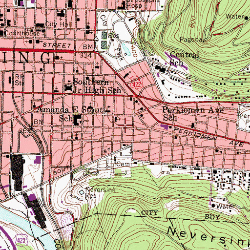Topographic Map of Saint Marys Roman Catholic Church, PA