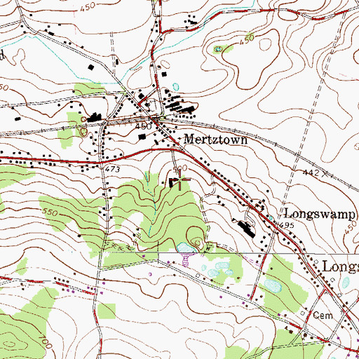 Topographic Map of Saint Paul's Evangelical Lutheran Church, PA