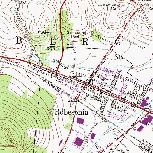 Topographic Map of Saint Pauls United Church of Christ, PA