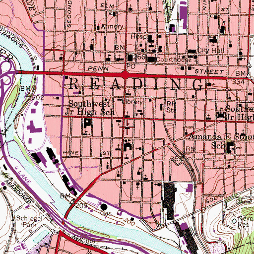 Topographic Map of Saint Peter School, PA