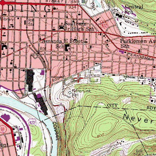 Topographic Map of Saint Peters Catholic Cemetery, PA