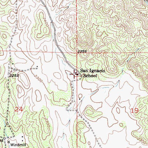 Topographic Map of San Ignacio School, CA