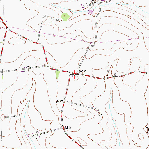 Topographic Map of Martins Mennonite Church, PA