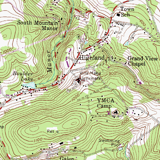 Topographic Map of Men's Extended Care Building, PA
