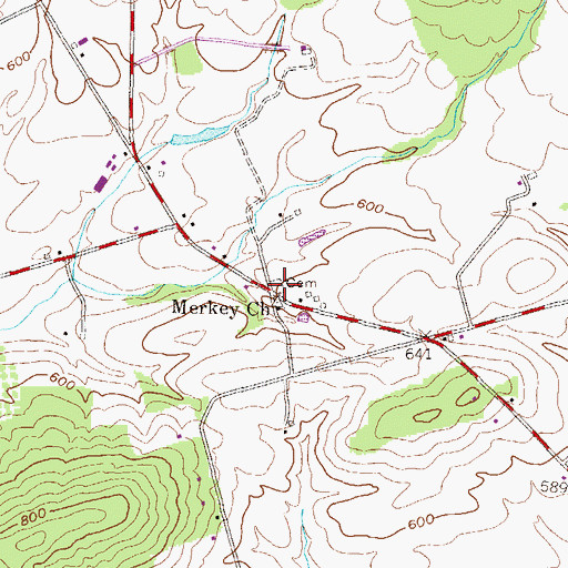 Topographic Map of Merkey Cemetery, PA