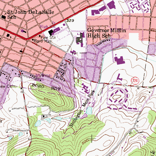 Topographic Map of Mifflin Court Retirement Home, PA