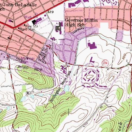 Topographic Map of Mifflin Healthcare Center, PA