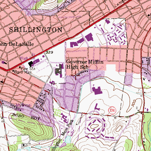 Topographic Map of Mifflin Park, PA