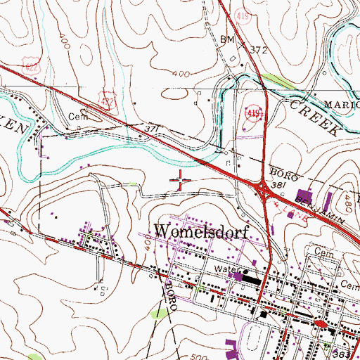 Topographic Map of Mill Creek Park, PA