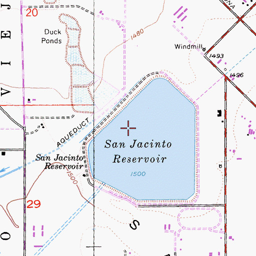Topographic Map of San Jacinto Reservoir, CA