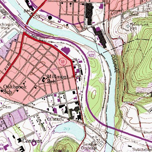 Topographic Map of Millmont, PA