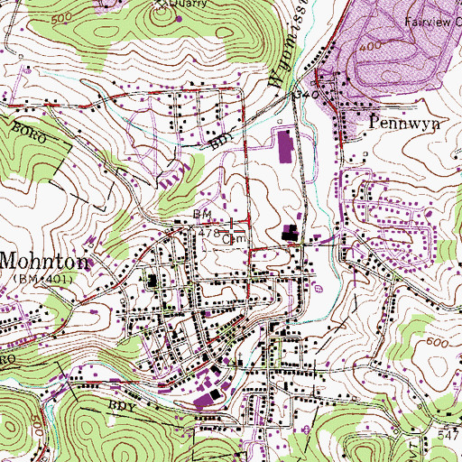 Topographic Map of Mohnsville Cemetery, PA