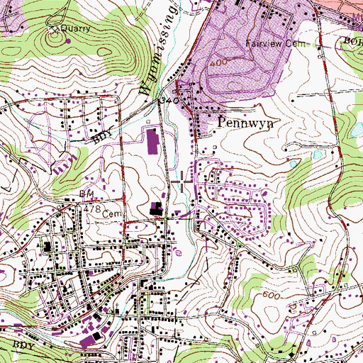 Topographic Map of Mohnton Post Office, PA