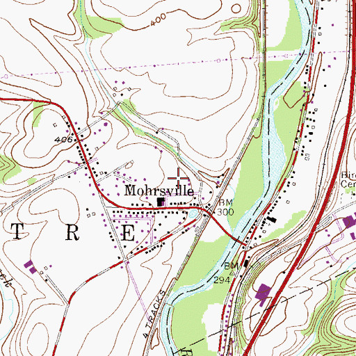 Topographic Map of Mohrsville Playground, PA