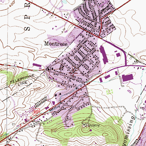 Topographic Map of Montrose Manor, PA