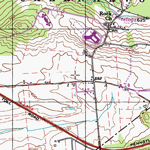 Topographic Map of Morgantown Community Church, PA