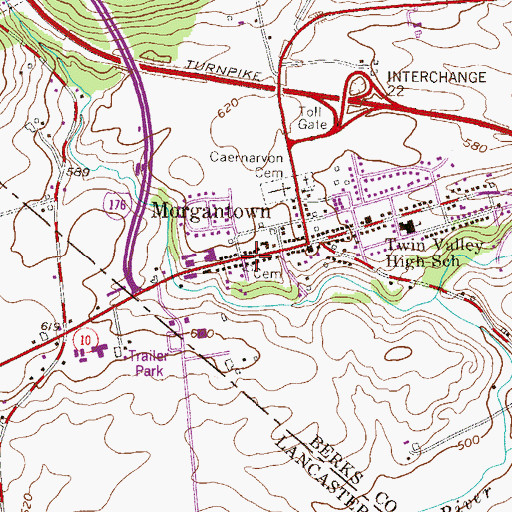 Topographic Map of Morgantown United Methodist Church, PA