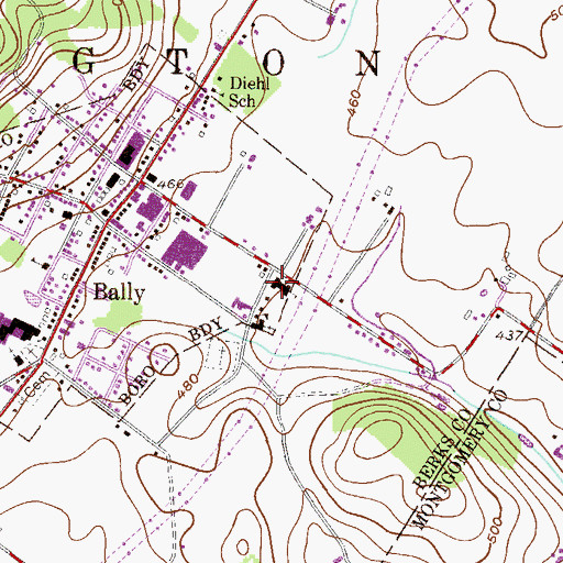 Topographic Map of Most Blessed Sacrament Church, PA