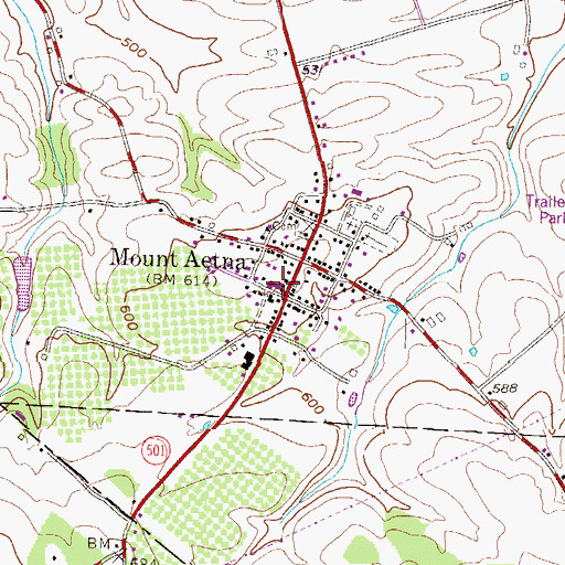 Topographic Map of Rescue Fire Company 1 Mount Aetna Station 28, PA