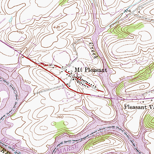 Topographic Map of Mount Pleasant Fire Company Station 30, PA