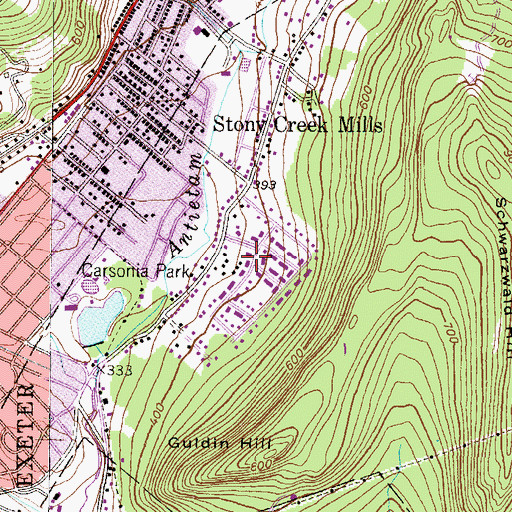 Topographic Map of Mountain Park, PA